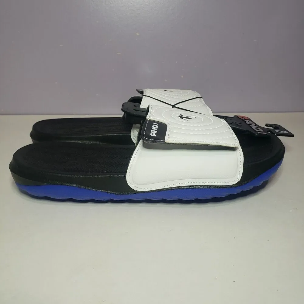 AND1 NWT White Black Men's Unisex Slides Slip On Sandals Sz 8